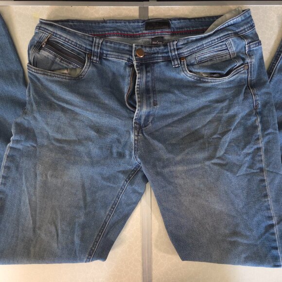 Steve's Jeans Mens 32x32 Blue Slim Fit Straight Light Wash Stretch Zipper Pocket - Picture 6 of 13